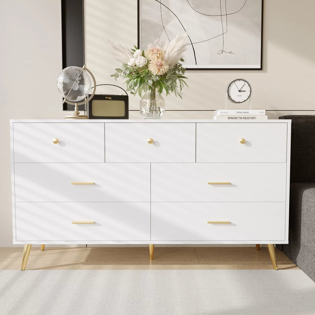 White 7 Drawer Wood Dresser Z16037