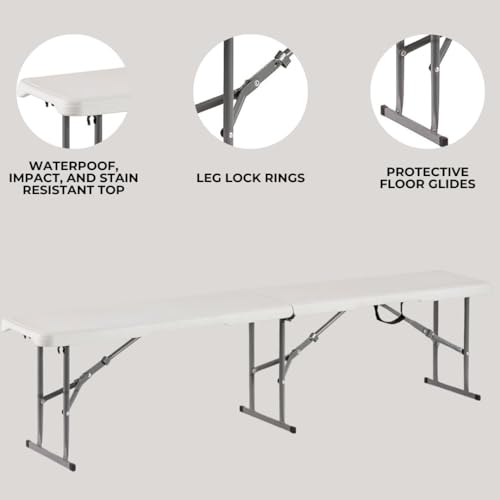 2.75ft White Plastic Folding Bench M761923
