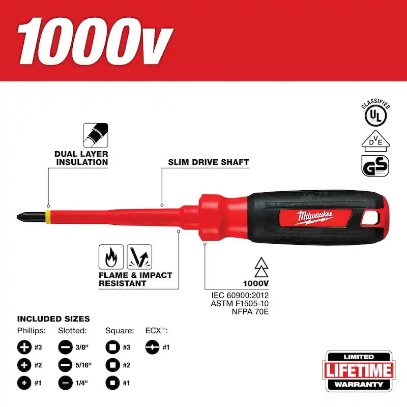 1000V Insulated Screwdriver Set 10-Piece L848464