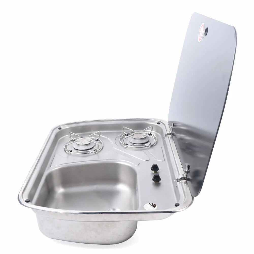 2 Burner LPG Gas Stove Hob Sink Combo Cooktop N613
