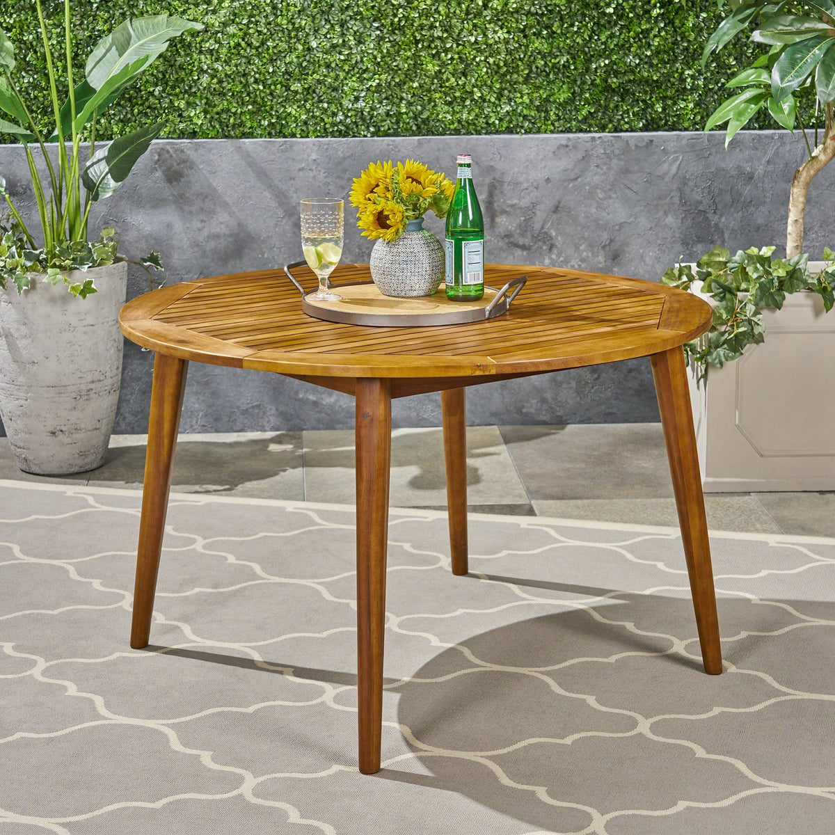 Gray Acacia Wood Round Dining Table O2300
