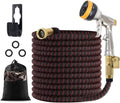 Expandable Garden Hose 100 ft with Brass Connectors Spray Nozzle Pack of 2 M791
