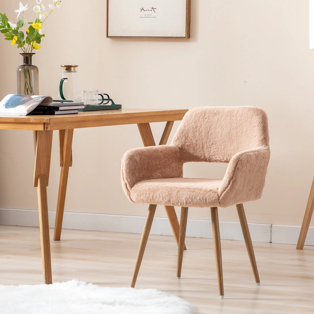Faux Fur Dining Chairs with Steel Leg Y151239