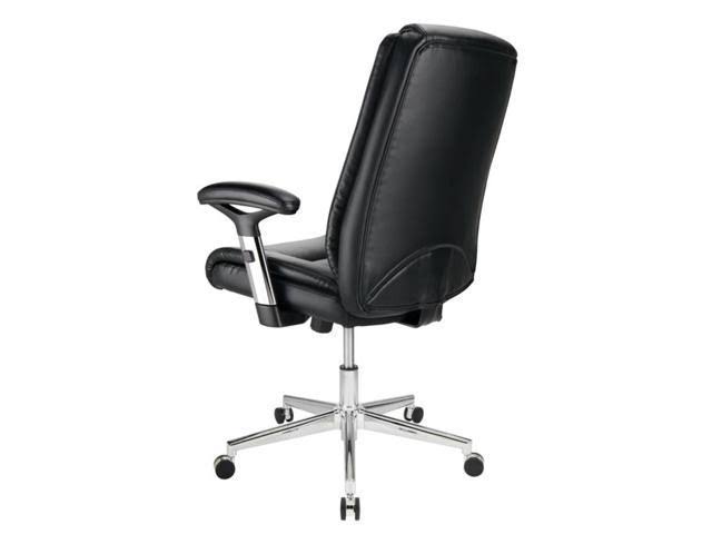 Bonded Leather Mid-Back Manager Chair, Black/Silver H767677