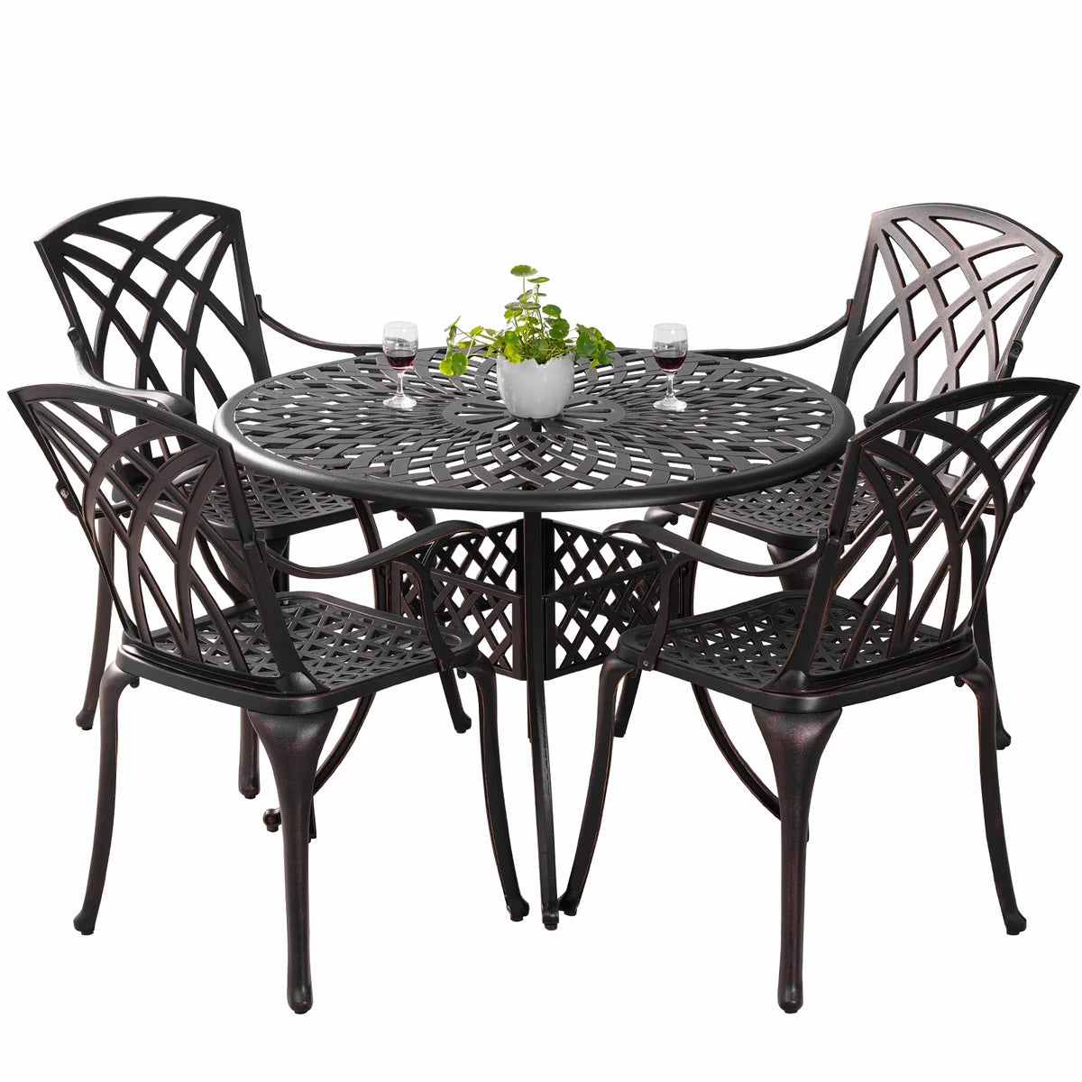 5 Piece Cast Aluminum Patio Dining Set A679351