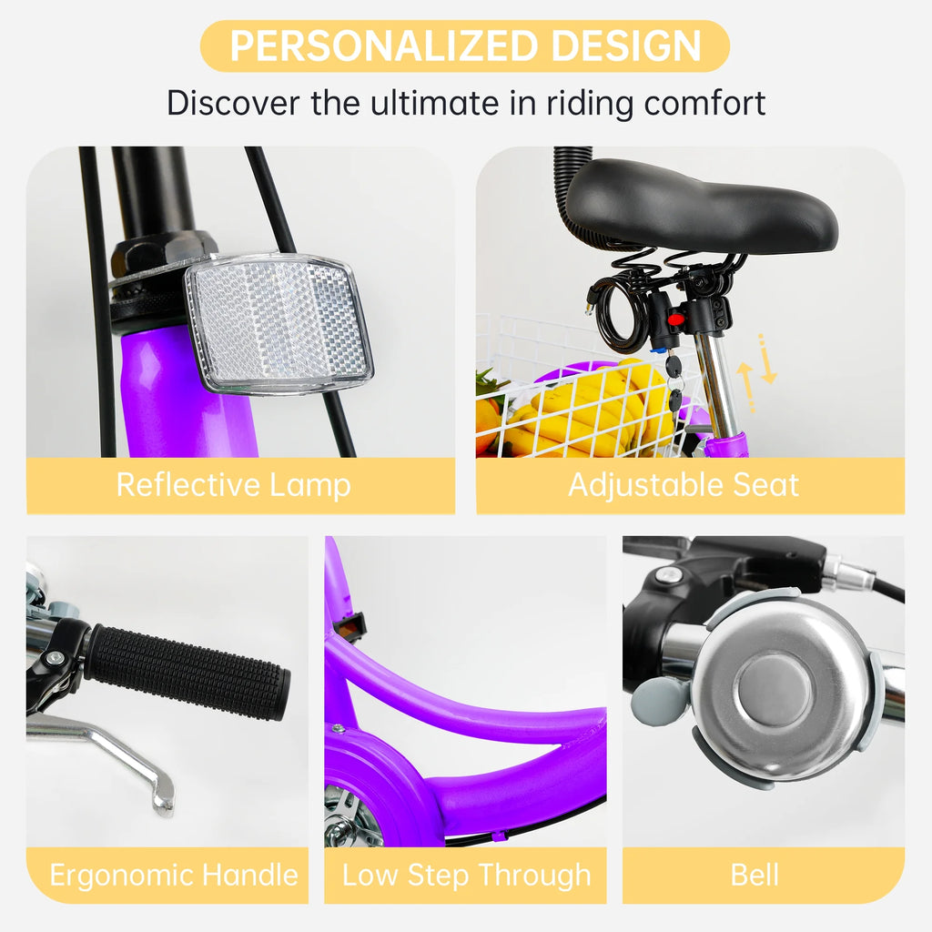 24 Purple 7-Speed Adult Tricycle with Seat and Rear Basket I606772