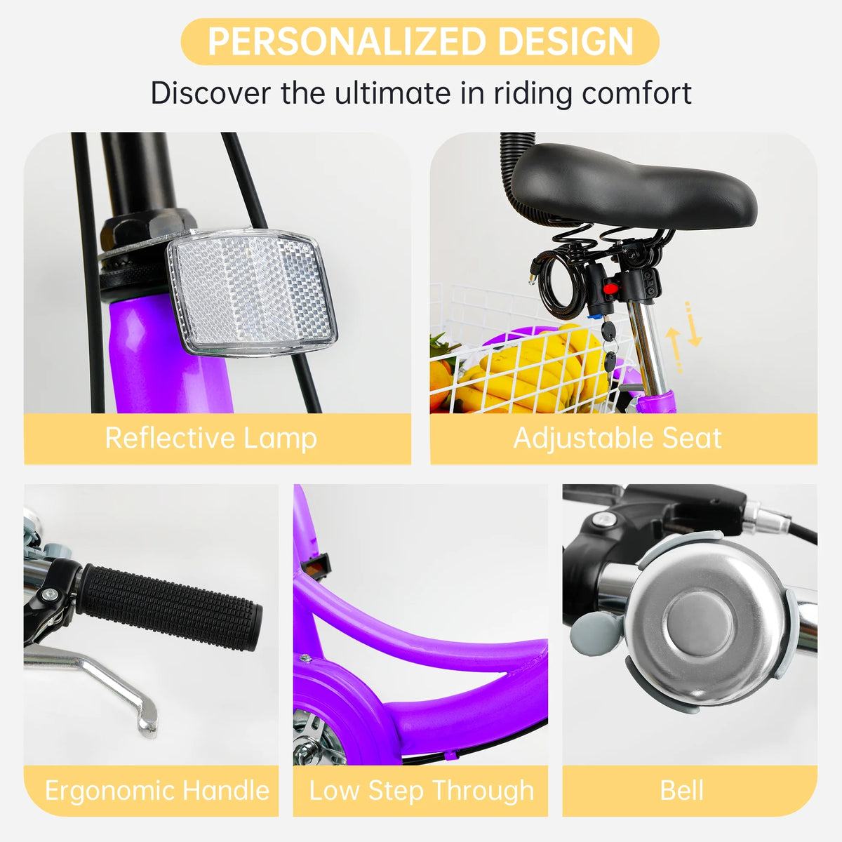 24 Purple 7-Speed Adult Tricycle with Seat and Rear Basket I606772