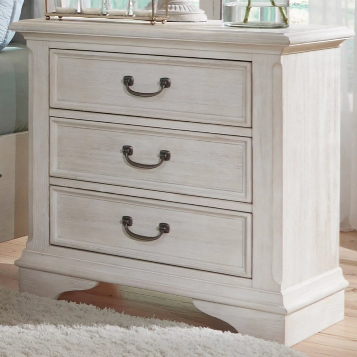 White 3 Drawer Night Stand R74475
