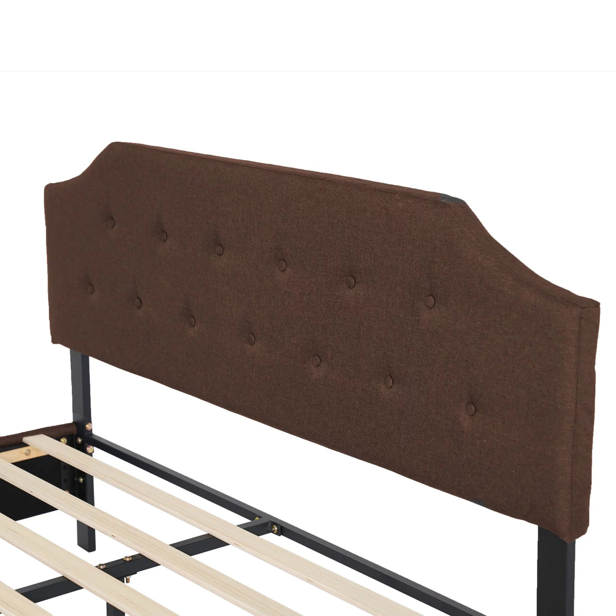 Queen Size Wood Platform Bed Frame with Headboard and Footboard Brown F7337