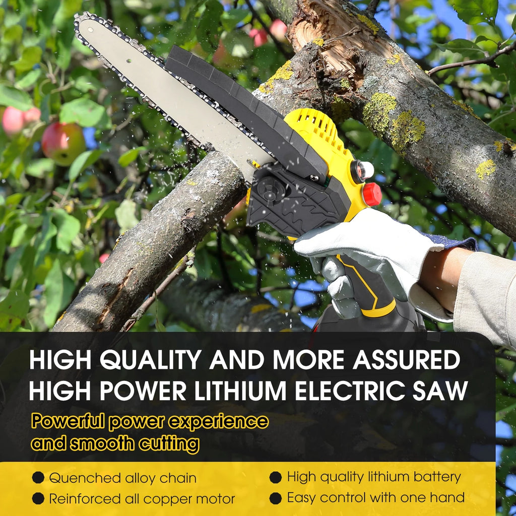 8-inch Cordless Mini Chainsaw with 2 Batteries 3 Chains G106