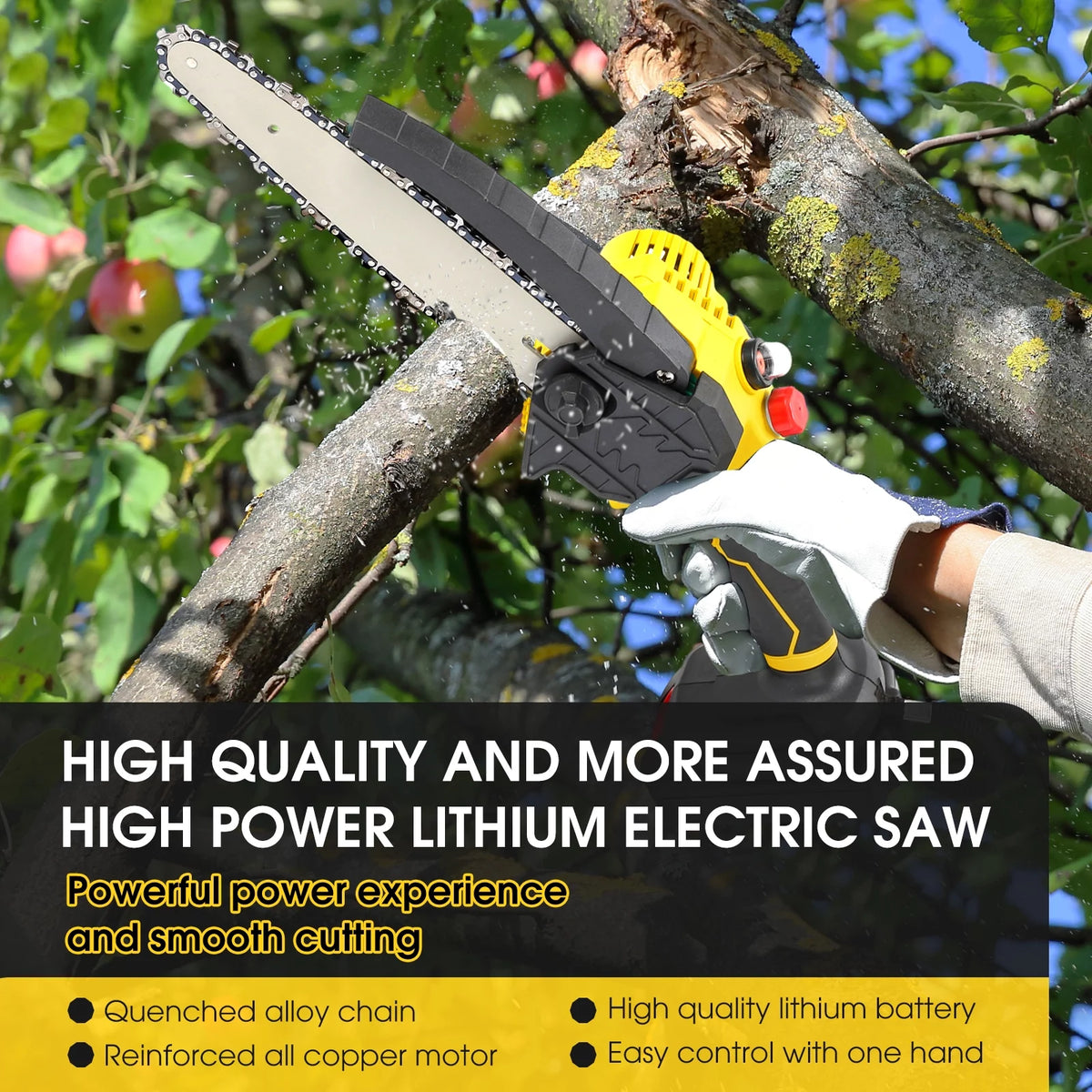 8-inch Cordless Mini Chainsaw with 2 Batteries 3 Chains G106