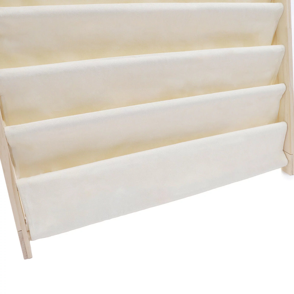 6 Tiers Wooden Kids Book Rack Storage Bookshelf with Canvas Shelves S79303