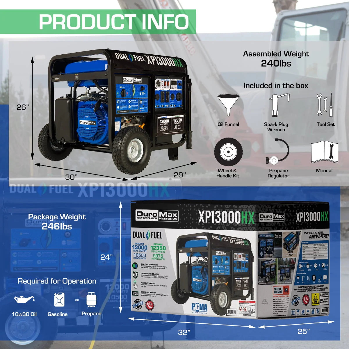 13,000 Watt Dual Fuel Portable Generator K795769