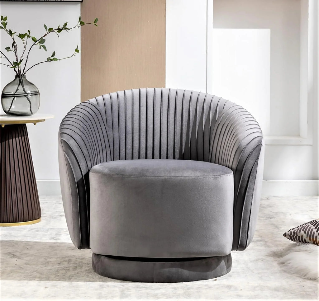 Modern Barrel Swivel Velvet Chair H39950