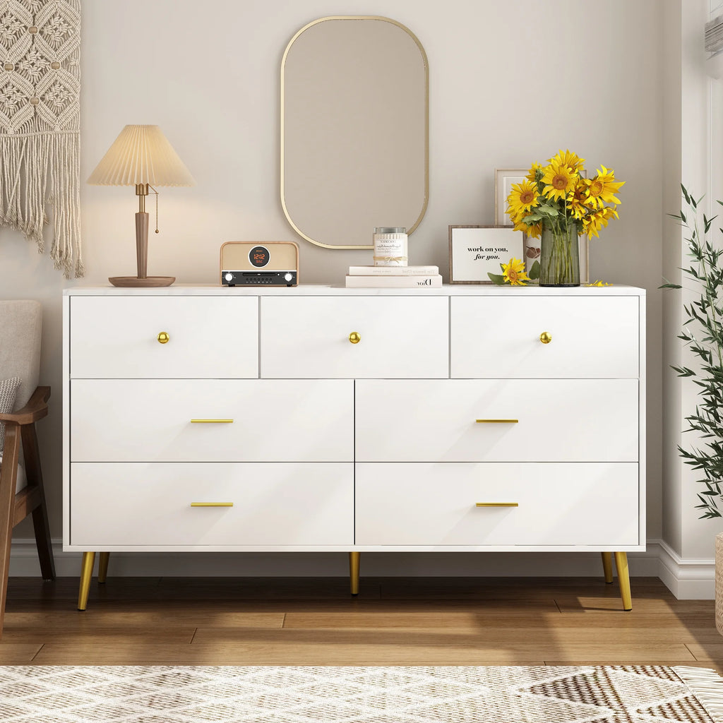 White 7 Drawer Wood Dresser Z16037