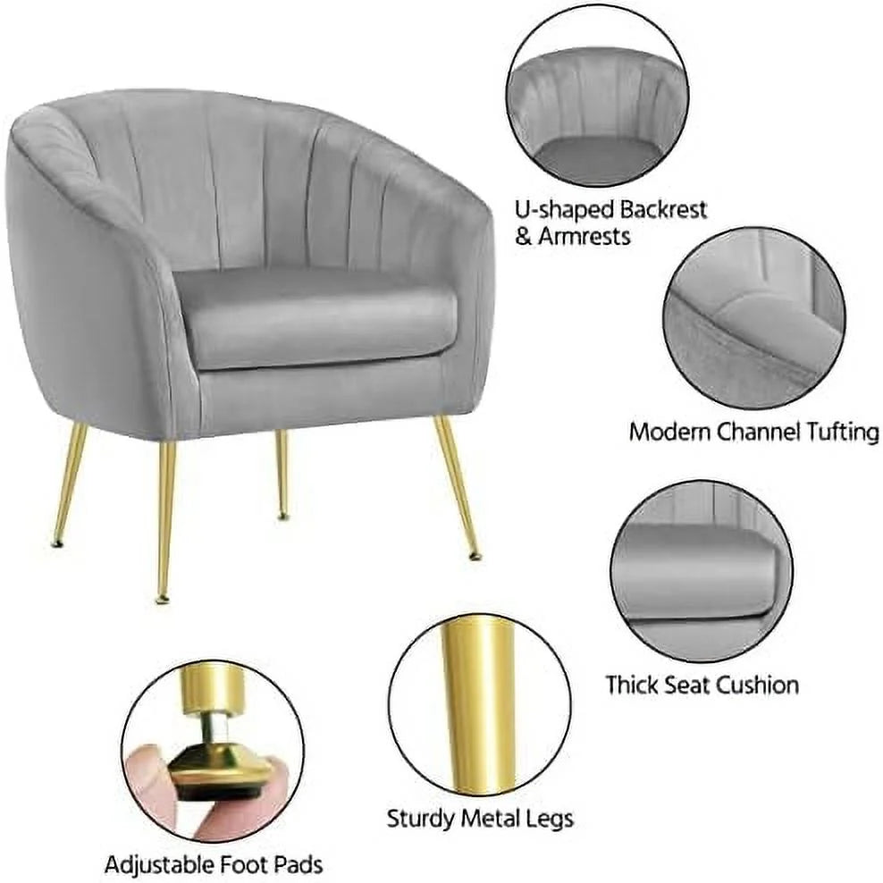 Sherpa Accent Chair with Gold Metal Legs S183
