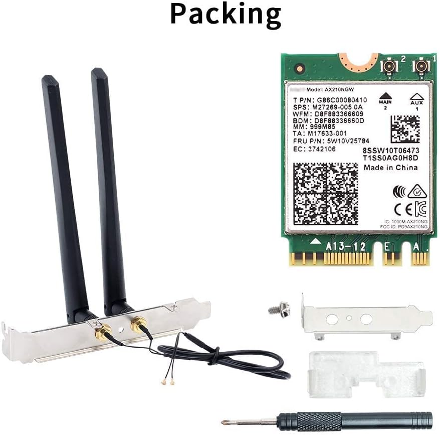 AX210 WiFi 6E M.2 2230 NGFF Wireless PC 802.11ax 5400Mbps Network Card Pack of 2 M78845
