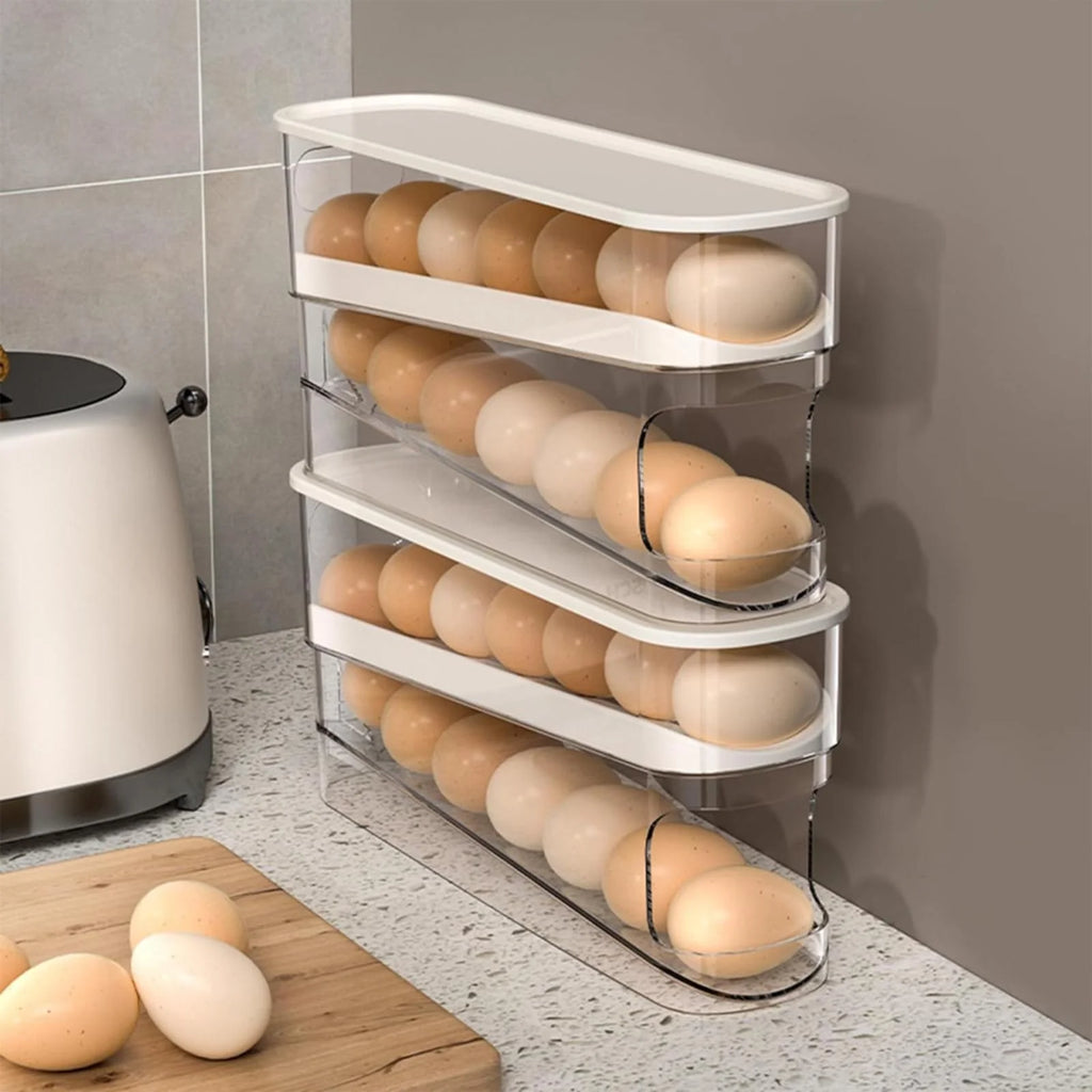 2 pcs Automatic Rolling Egg Storage Container Dispenser Y23684