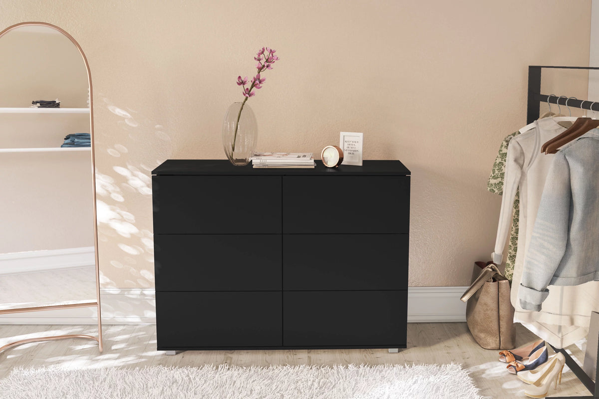 White 6 Drawer Wood Double Dresser P6610