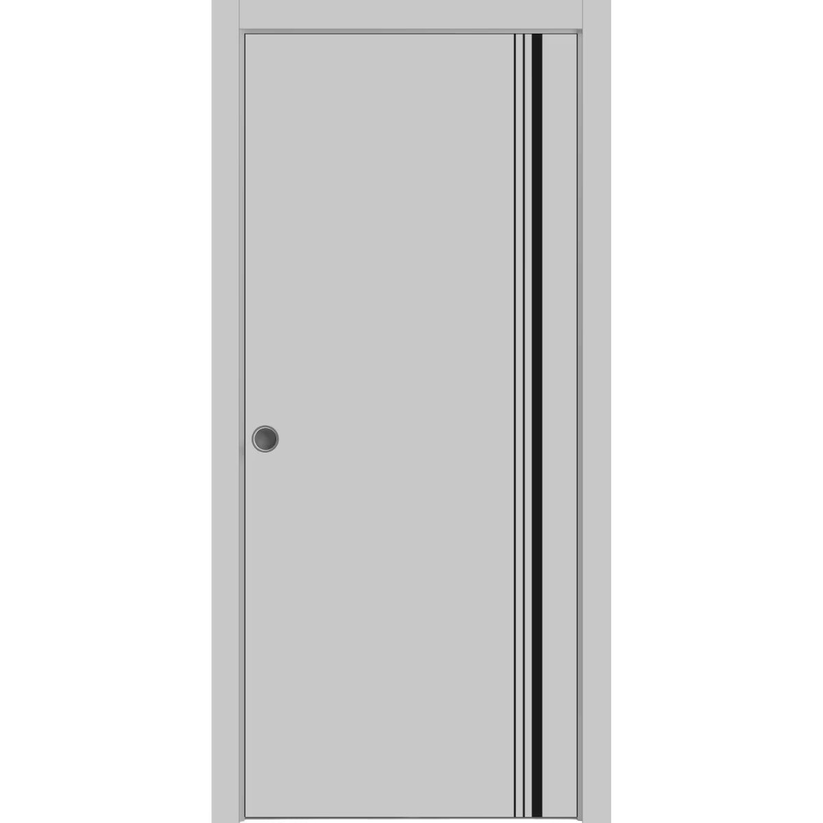Sliding French Pocket Door 32 x 84 inches with Frosted Glass Solid Wood Interior Door Z900