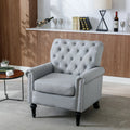 Light Gray Linen Fabric Accent Chair with Button Tufted Back T674