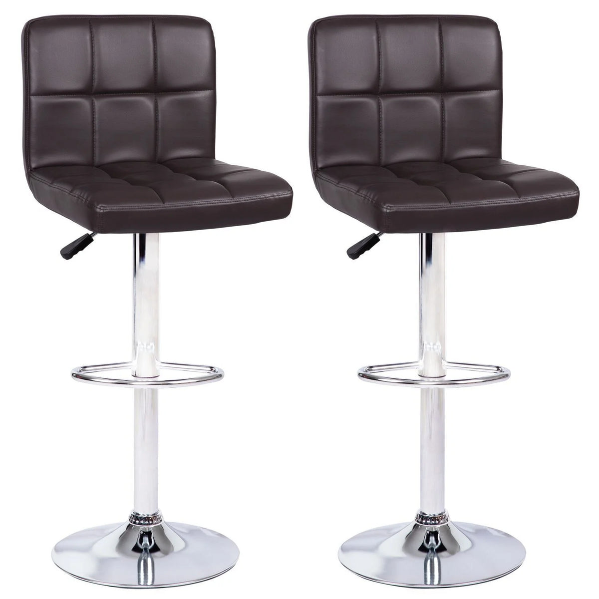 Espresso Adjustable Swivel Leather Barstool Set of 2 J1259