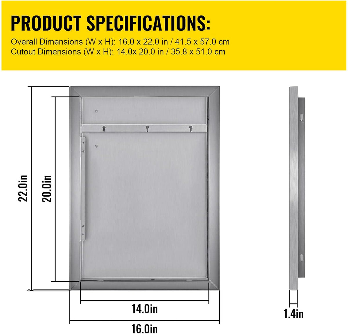 16 x 22 Inch Stainless Steel Outdoor Kitchen Access Door R4316