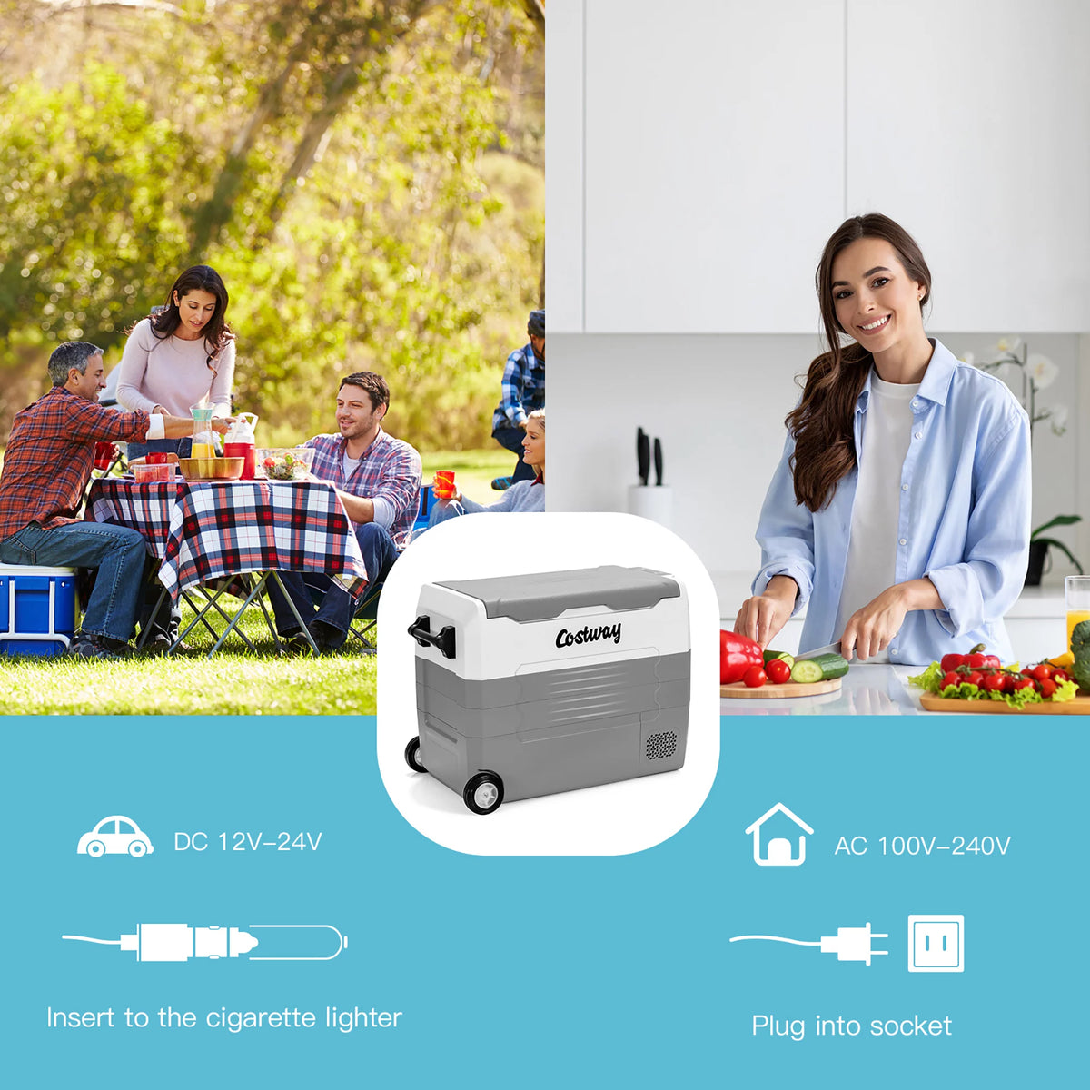 58 Quarts Portable Dual Zone Car Refrigerator M376187