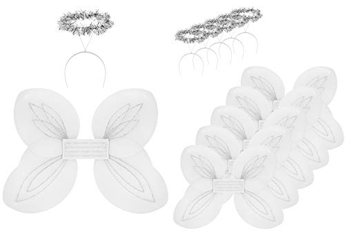 White and Silver Angel Wings and Halos Costume Set T222