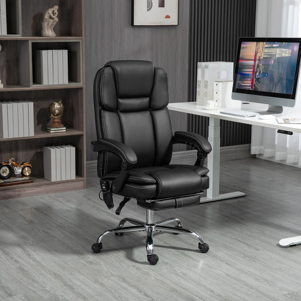 Black PU Leather Massage Office Chair with Heat W235