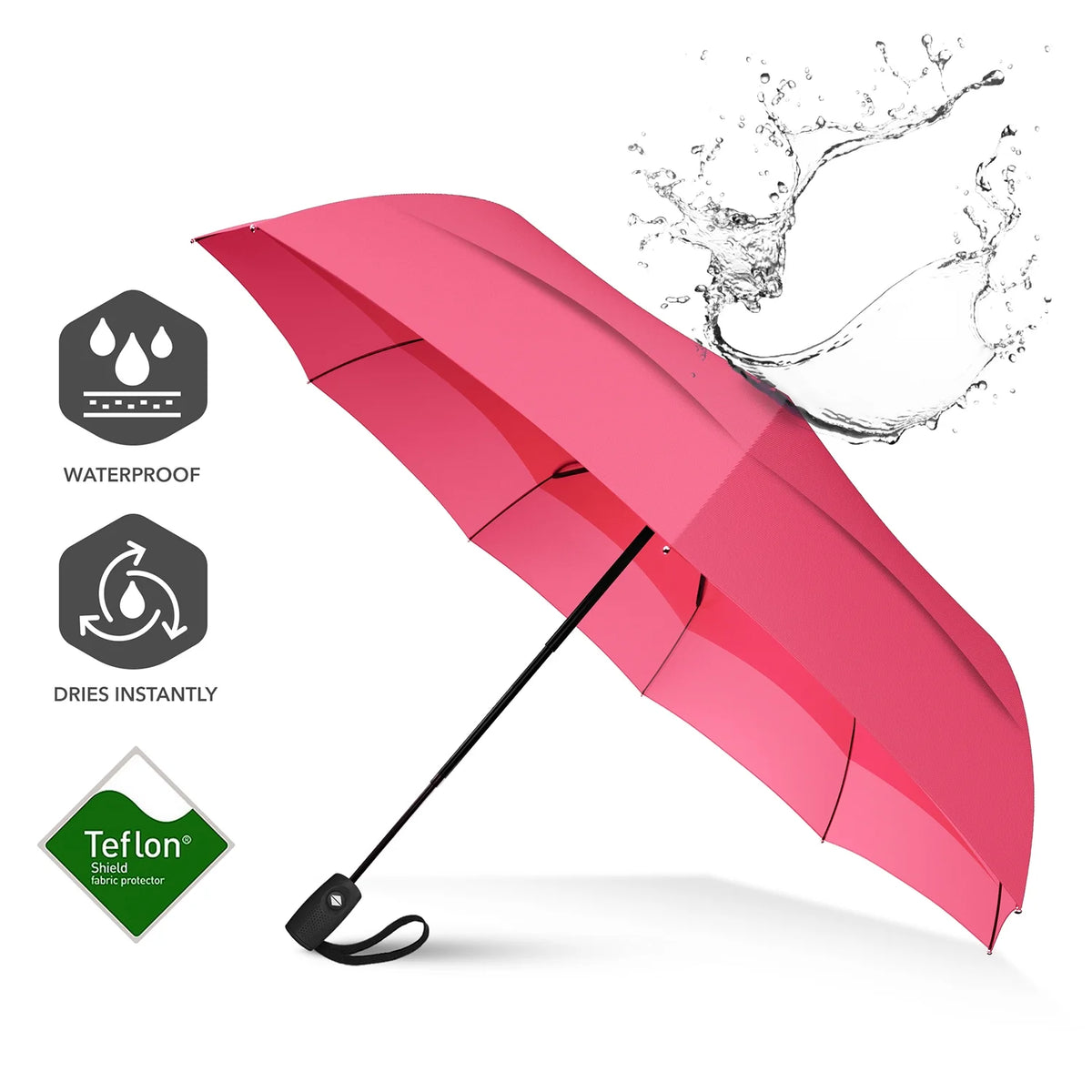 Pink Compact Automatic Travel Umbrella D659