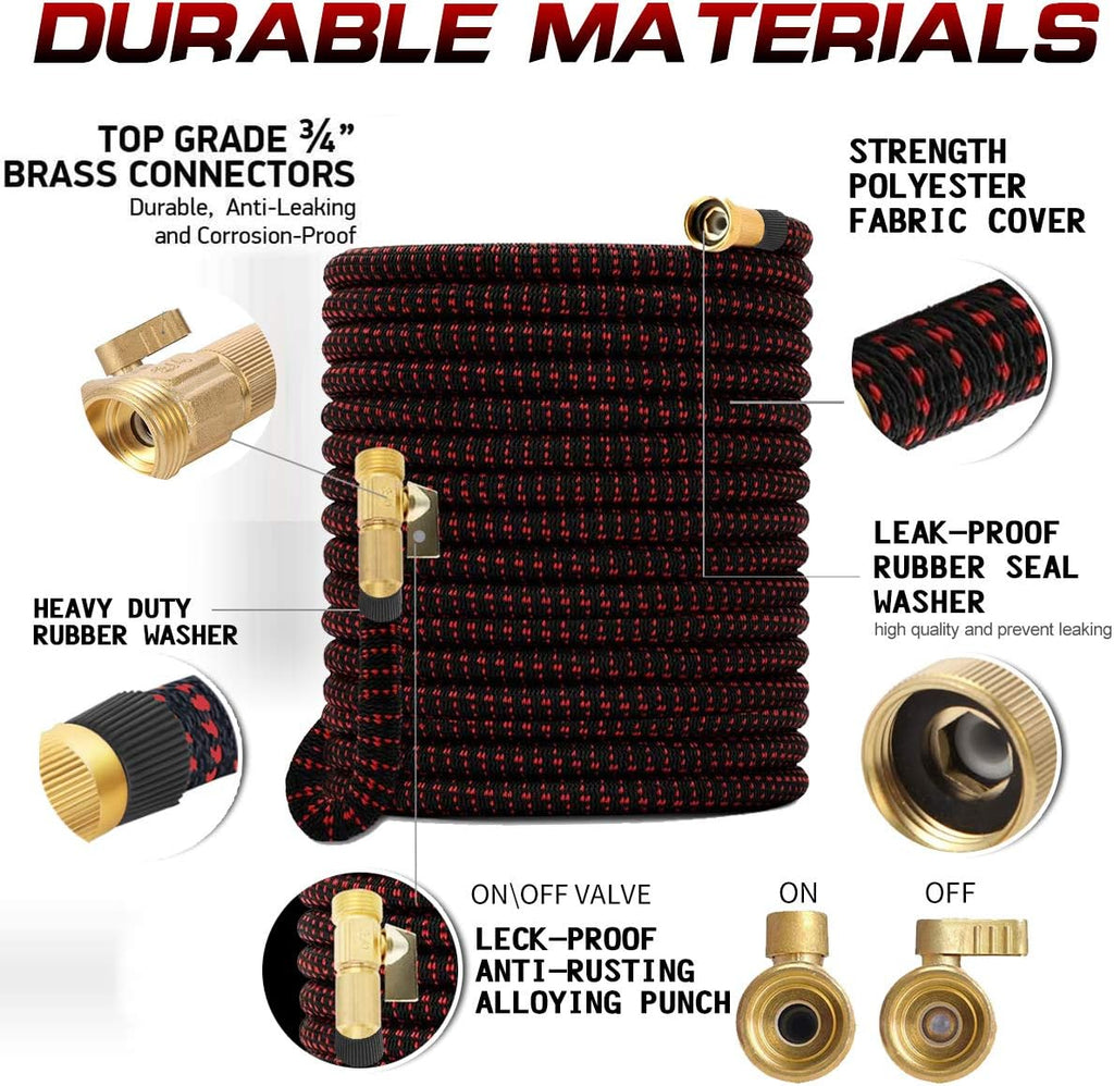 Expandable Garden Hose 100 ft with Brass Connectors Spray Nozzle Pack of 2 M791