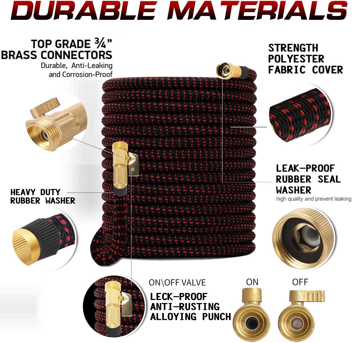Expandable Garden Hose 100 ft with Brass Connectors Spray Nozzle Pack of 2 M791