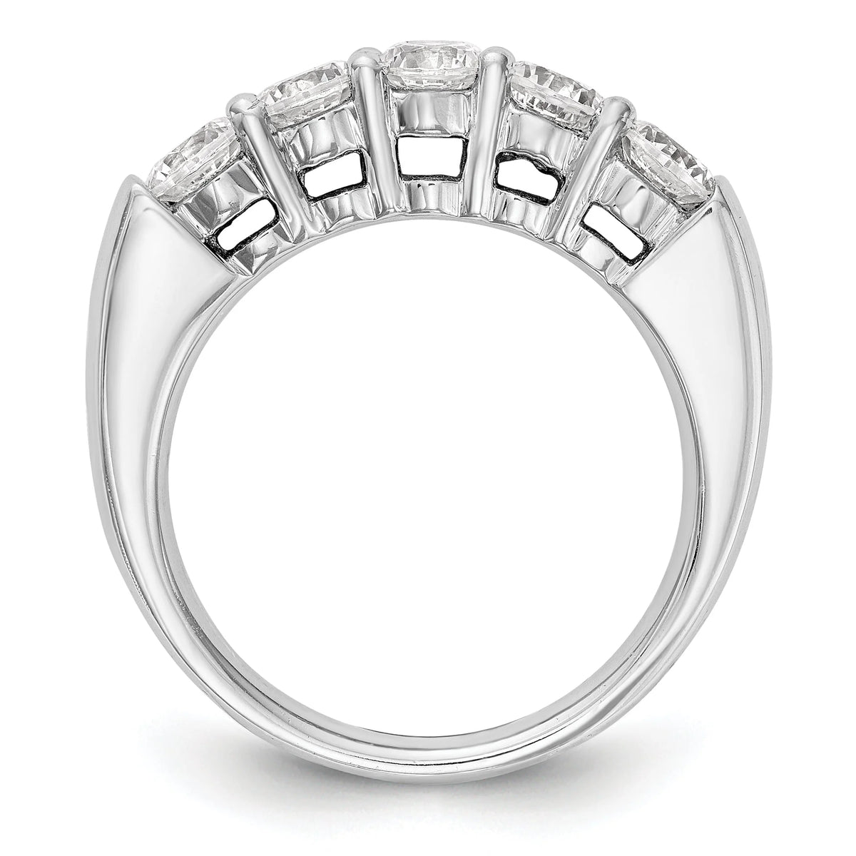 14K White Gold 5-Stone Wedding Band Ring T962