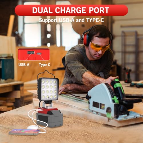 90W 9000LM Cordless LED Work Light with USB & Type C Charging U764714