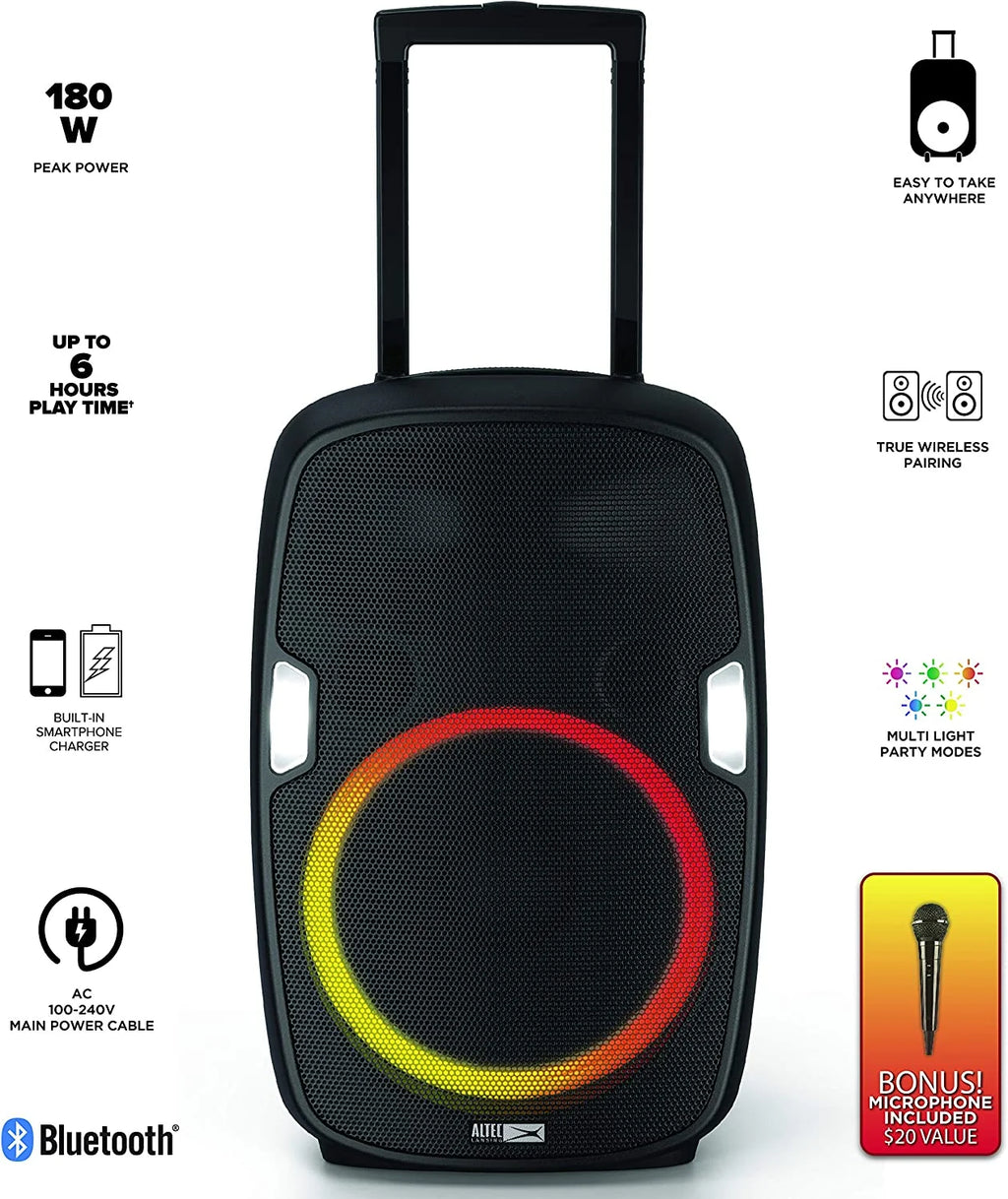 Black 180W Wireless Bluetooth Party Speaker M714508