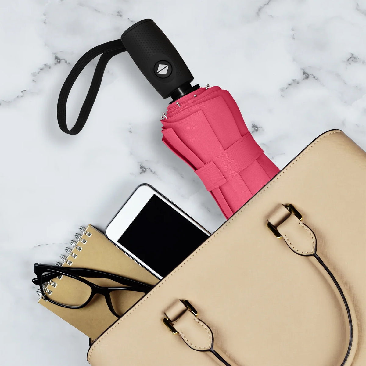 Pink Compact Automatic Travel Umbrella D659