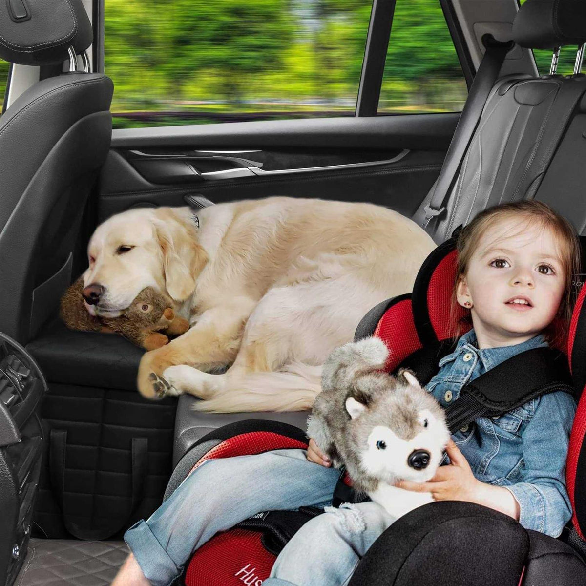 Car Back Seat Extender for Large Dogs with Storage L1713