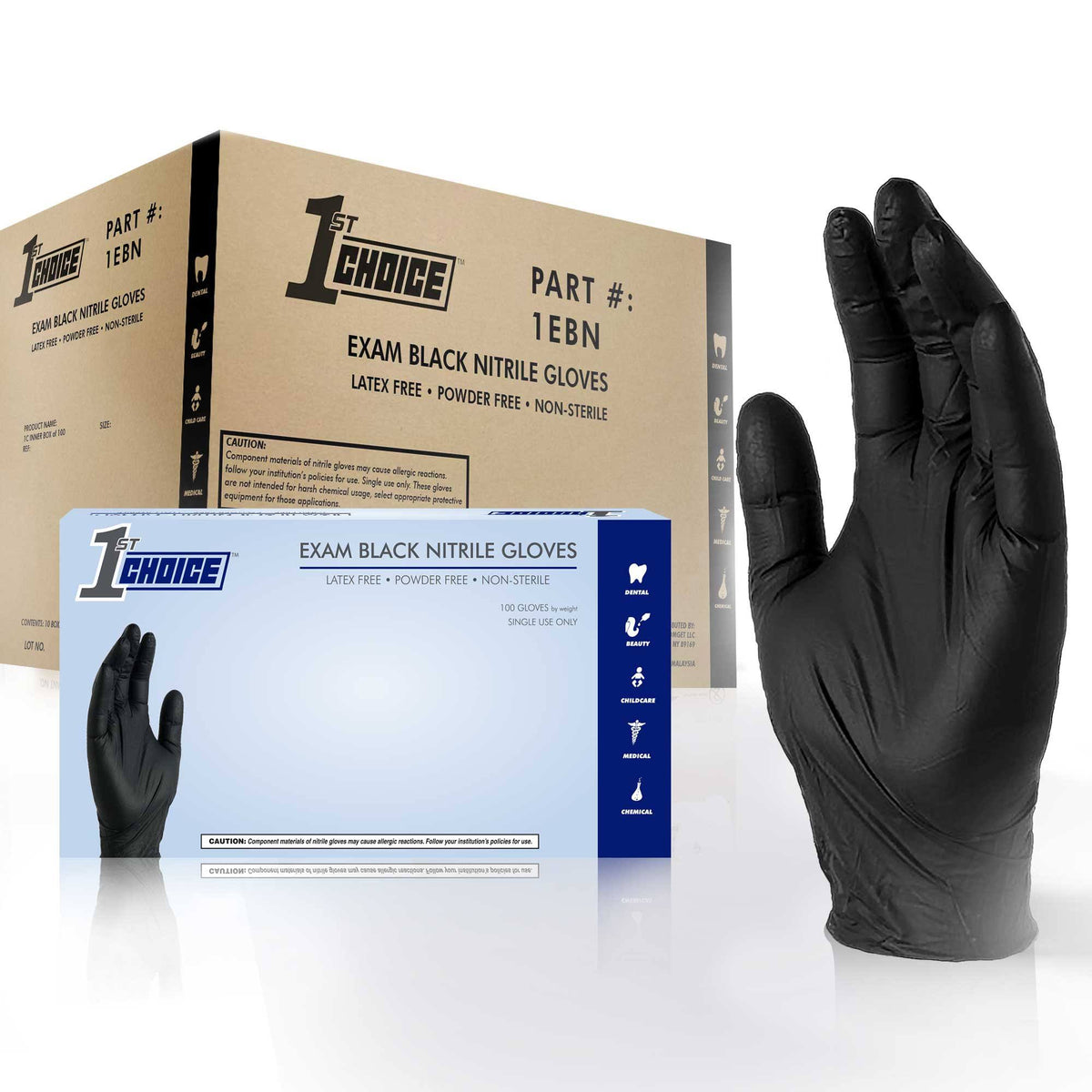 Black Nitrile Disposable Gloves Large 1000/Case Y69020