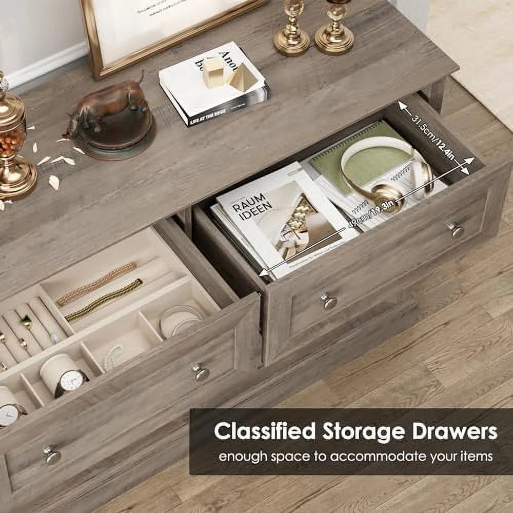 6 Drawer Double Dresser Wood Chest of Drawers X863
