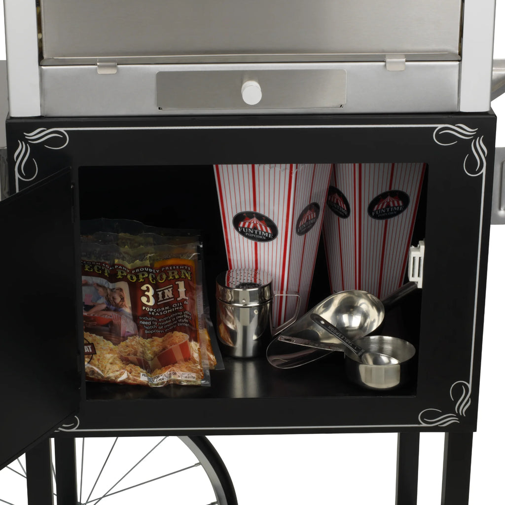 Black/Silver 8oz Popcorn Machine with Cart S189048
