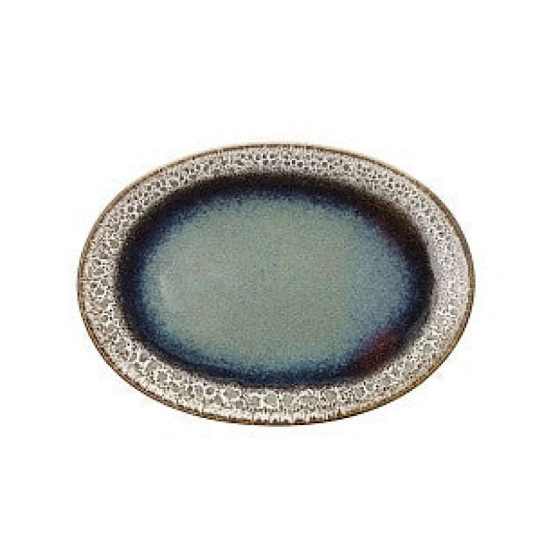 Oval Plate 30cm Blue P992