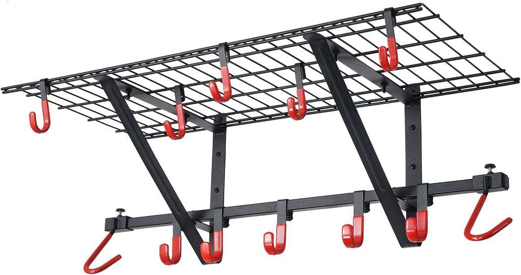 2-Pack Powder Coated Steel Garage Wall Shelving with Bike Hooks W28258