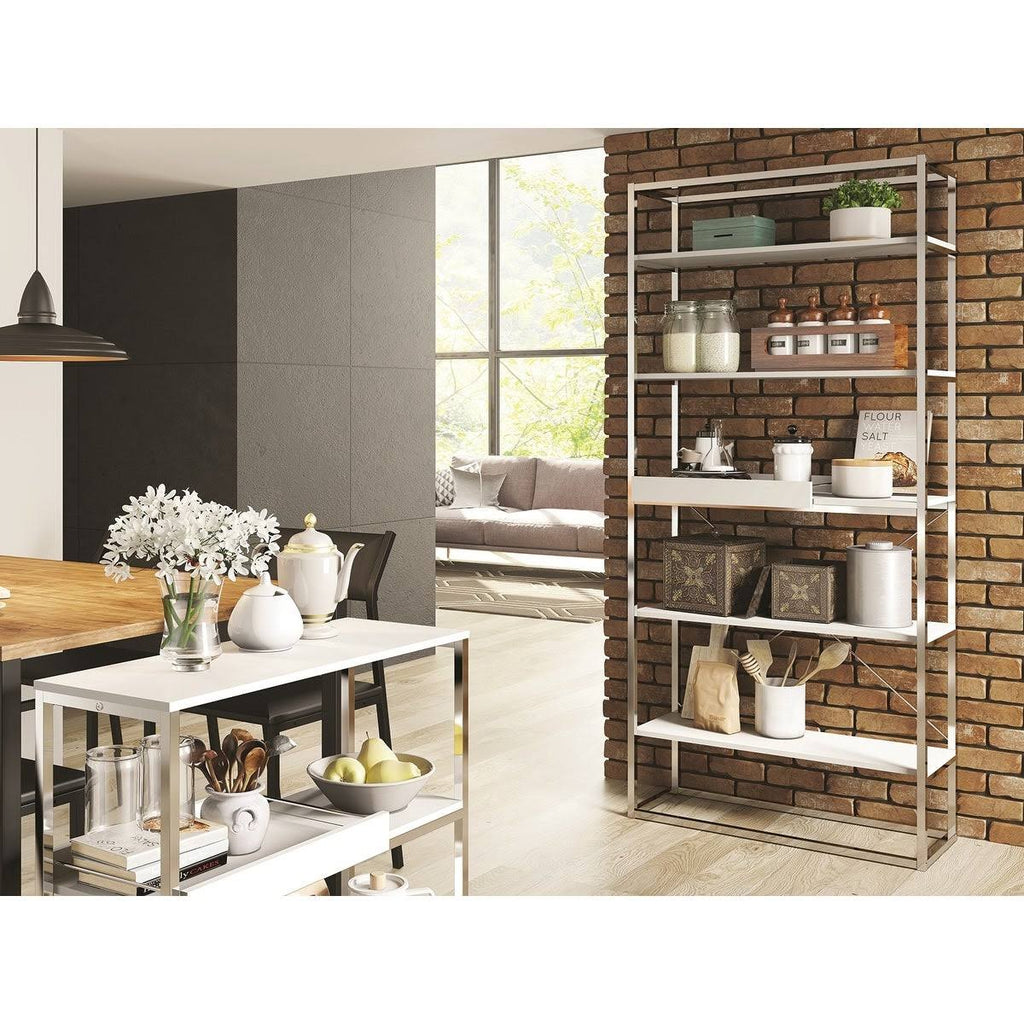 Oak Melamine and Black Painted Metal Bookcase D57662