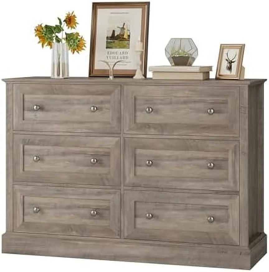 6 Drawer Double Dresser Wood Chest of Drawers X863