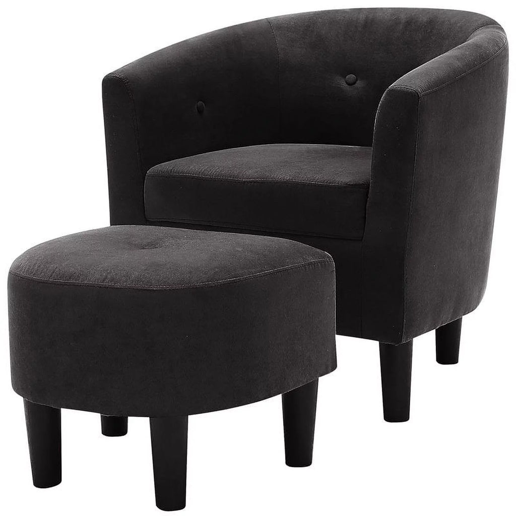 Dark Gray Polyester Fabric Accent Chair with Ottoman K582