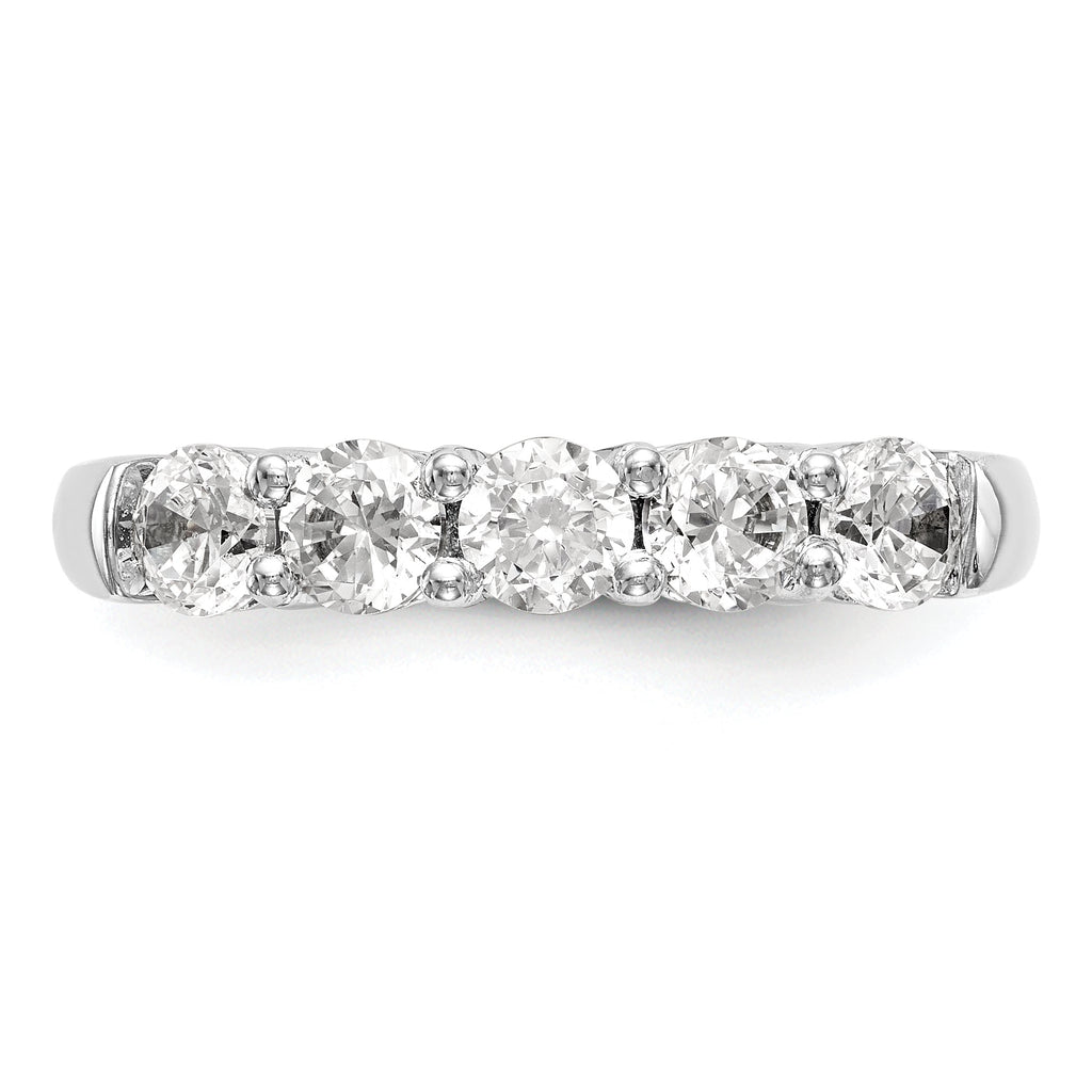 14K White Gold 5-Stone Wedding Band Ring T962