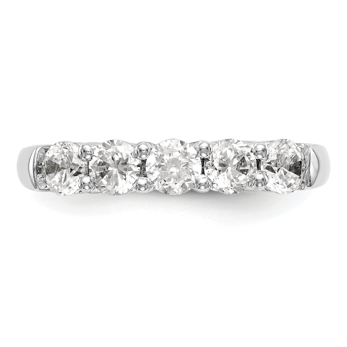 14K White Gold 5-Stone Wedding Band Ring T962