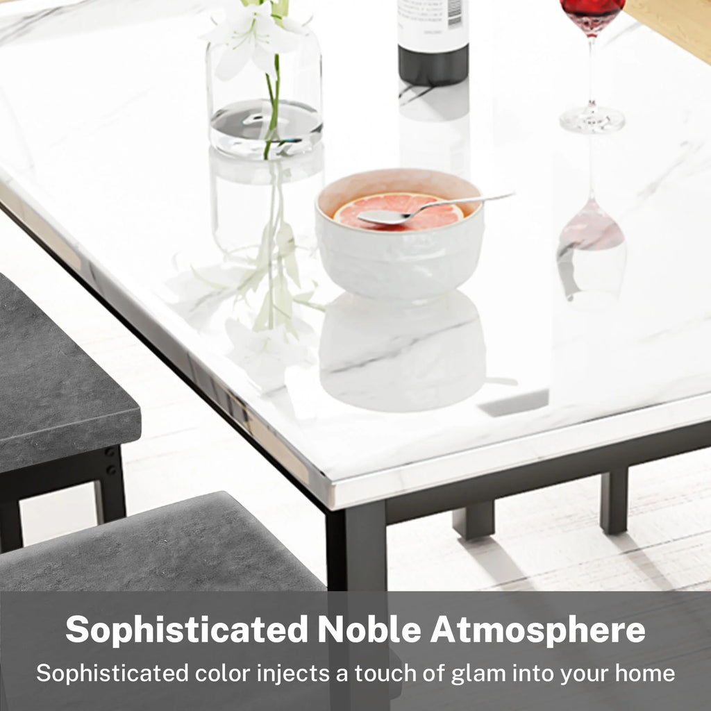 Faux Marble Dining Table Set for 4 T605466