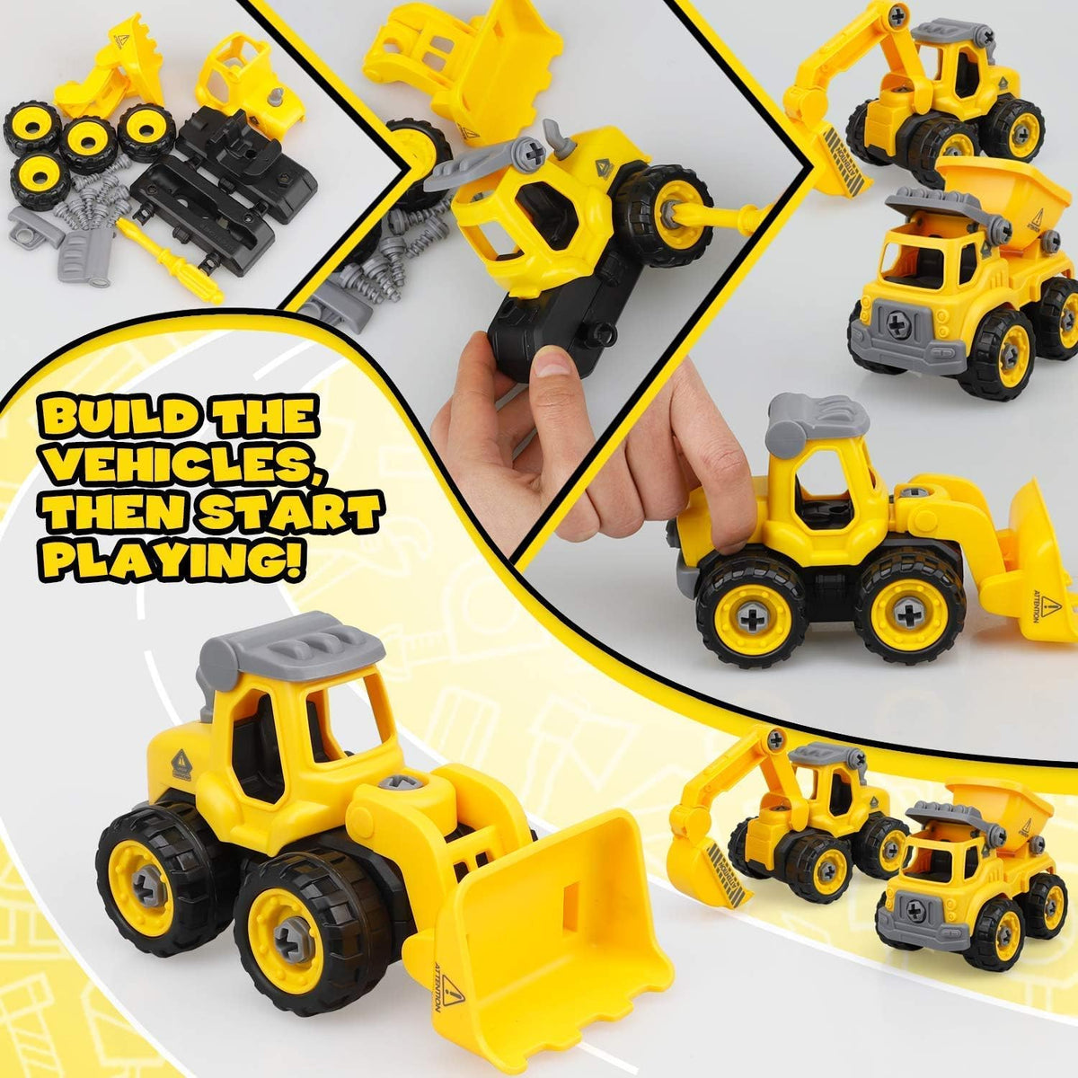 Take Apart Construction Vehicles Truck Toys Set with Drills U448